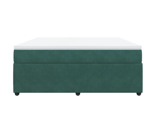 Cama box spring con colchón terciopelo verde oscuro 180x200 cm