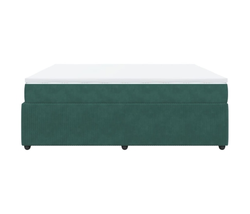 Cama box spring con colchón terciopelo verde oscuro 180x200 cm