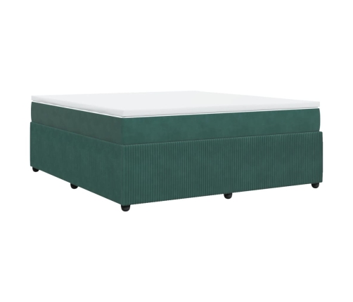 Cama box spring con colchón terciopelo verde oscuro 180x200 cm