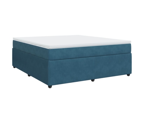 Cama box spring con colchón terciopelo azul oscuro 180x200 cm