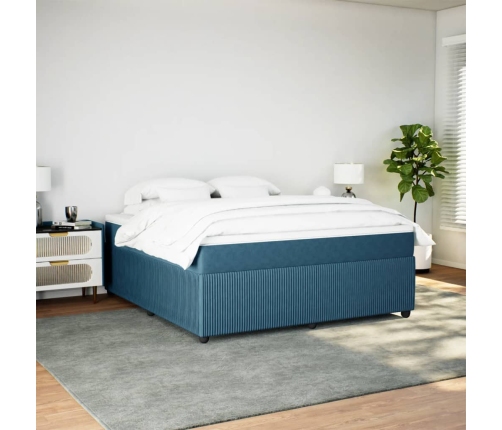 Cama box spring con colchón terciopelo azul oscuro 180x200 cm