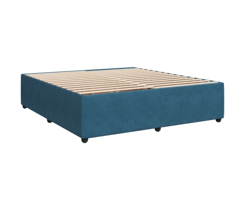 Cama box spring con colchón terciopelo azul oscuro 180x200 cm