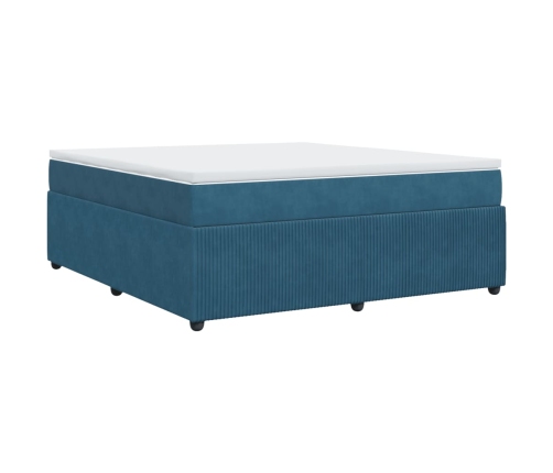 Cama box spring con colchón terciopelo azul oscuro 180x200 cm