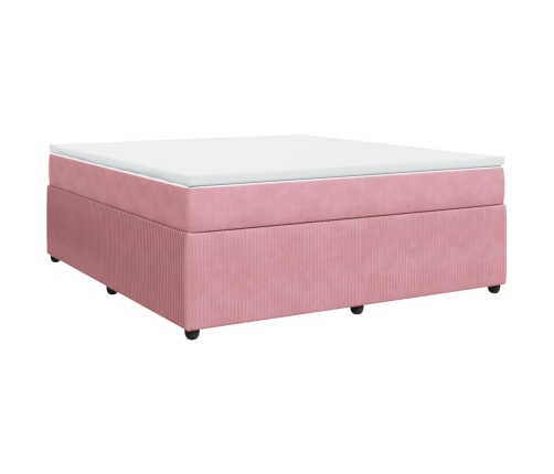 Cama box spring con colchón terciopelo rosa 180x200 cm