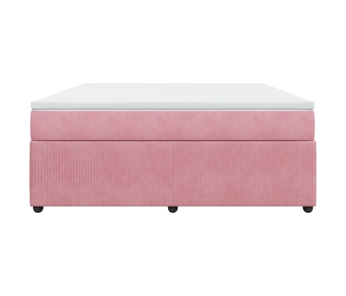 Cama box spring con colchón terciopelo rosa 180x200 cm