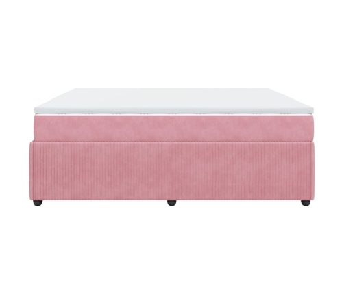 Cama box spring con colchón terciopelo rosa 180x200 cm