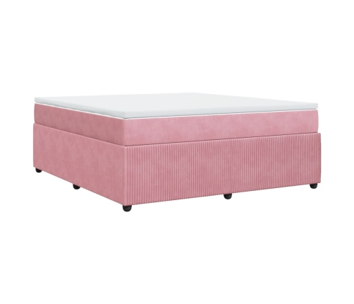 Cama box spring con colchón terciopelo rosa 180x200 cm