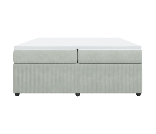 Cama box spring con colchón terciopelo gris claro 200x200 cm