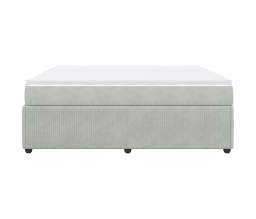 Cama box spring con colchón terciopelo gris claro 200x200 cm