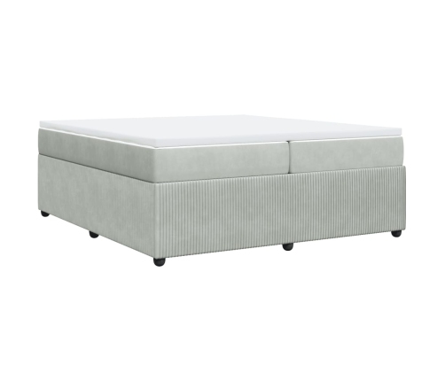 Cama box spring con colchón terciopelo gris claro 200x200 cm