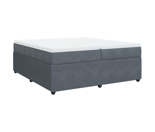 Cama box spring con colchón terciopelo gris oscuro 200x200 cm