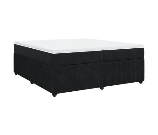 Cama box spring con colchón terciopelo negro 200x200 cm