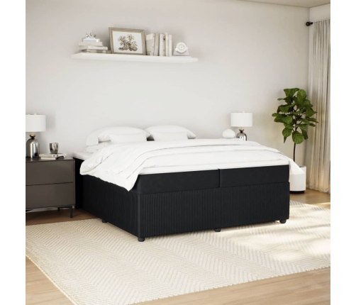 Cama box spring con colchón terciopelo negro 200x200 cm