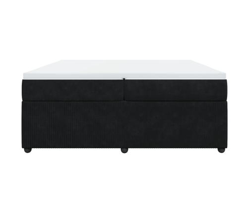 Cama box spring con colchón terciopelo negro 200x200 cm