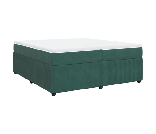 Cama box spring con colchón terciopelo verde oscuro 200x200 cm