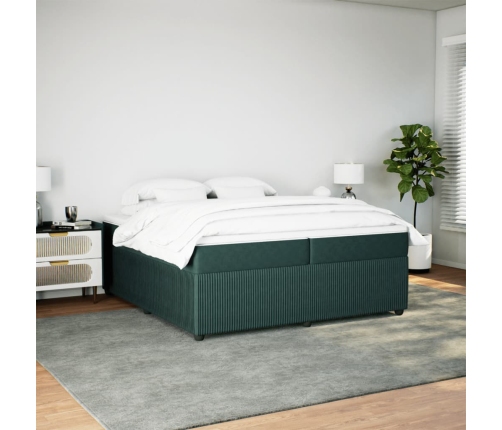 Cama box spring con colchón terciopelo verde oscuro 200x200 cm