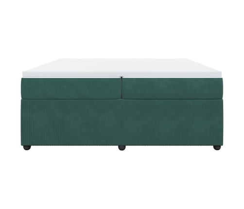 Cama box spring con colchón terciopelo verde oscuro 200x200 cm