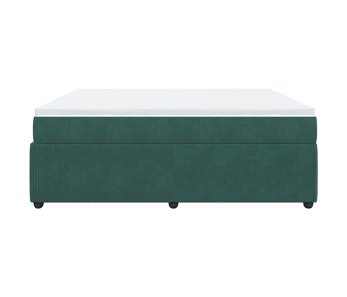 Cama box spring con colchón terciopelo verde oscuro 200x200 cm