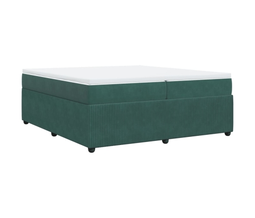 Cama box spring con colchón terciopelo verde oscuro 200x200 cm