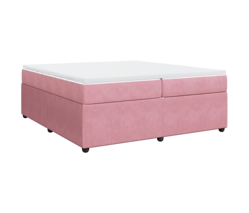 Cama box spring con colchón terciopelo rosa 200x200 cm