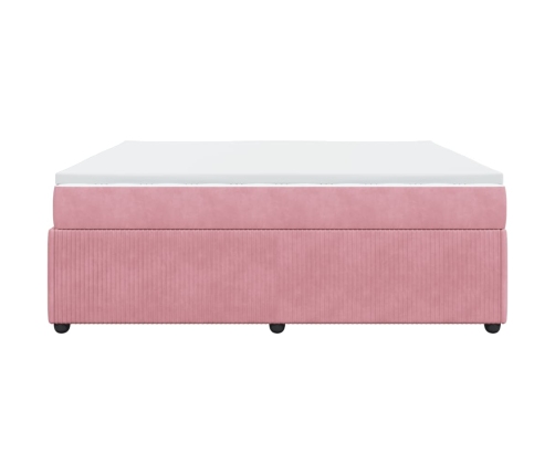 Cama box spring con colchón terciopelo rosa 200x200 cm