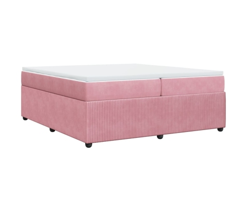 Cama box spring con colchón terciopelo rosa 200x200 cm