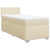 Cama box spring con colchón tela color crema 80x200 cm