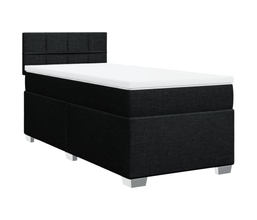 Cama box spring con colchón tela negro 80x200 cm