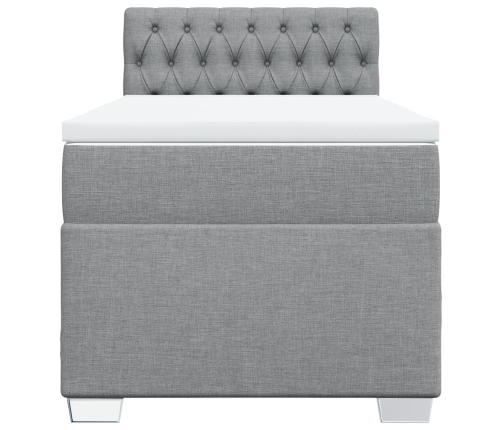 Cama box spring con colchón tela gris claro 80x200 cm