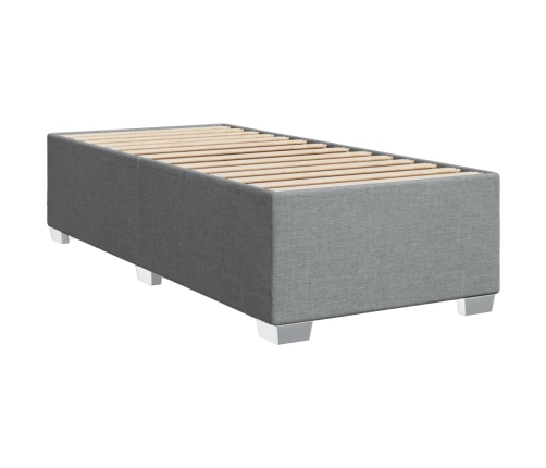 Cama box spring con colchón tela gris claro 80x200 cm