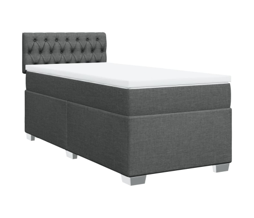 Cama box spring con colchón tela gris oscuro 80x200 cm