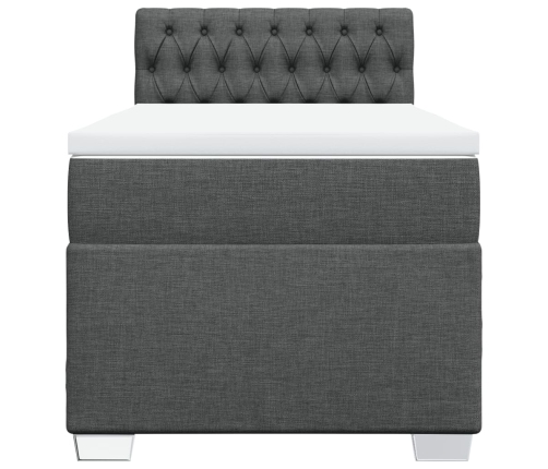 Cama box spring con colchón tela gris oscuro 80x200 cm