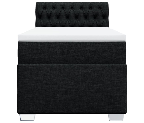 Cama box spring con colchón tela negro 80x200 cm