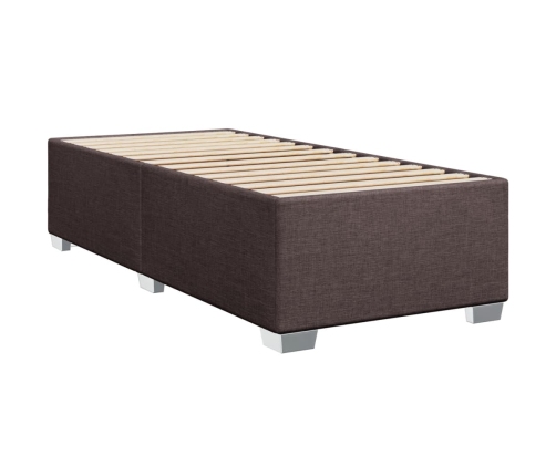 Cama box spring con colchón tela marrón oscuro 80x200 cm