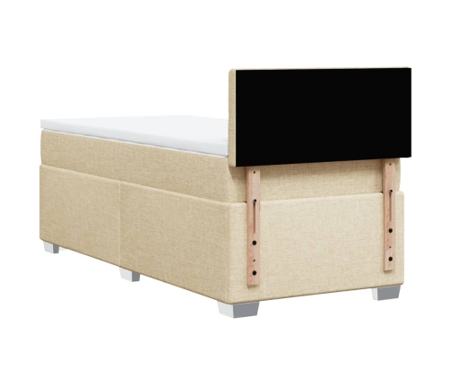 Cama box spring con colchón tela color crema 80x200 cm