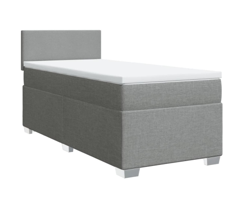 Cama box spring con colchón tela gris claro 90x190 cm