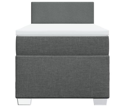 Cama box spring con colchón tela gris oscuro 90x190 cm