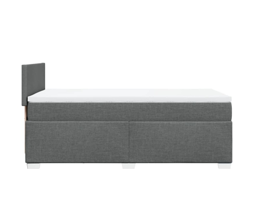 Cama box spring con colchón tela gris oscuro 90x190 cm