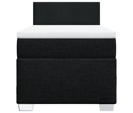 Cama box spring con colchón tela negro 90x190 cm