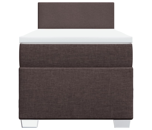 Cama box spring con colchón tela marrón oscuro 90x190 cm