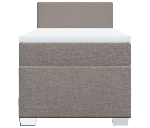 Cama box spring con colchón tela gris taupe 90x190 cm