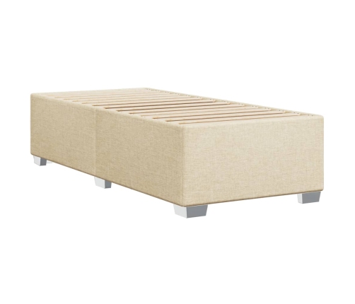 Cama box spring con colchón tela color crema 90x190 cm