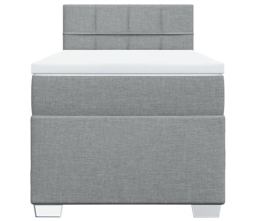 Cama box spring con colchón tela gris claro 90x190 cm