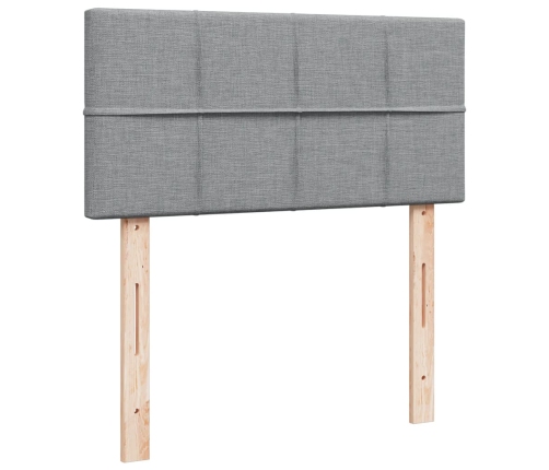 Cama box spring con colchón tela gris claro 90x190 cm