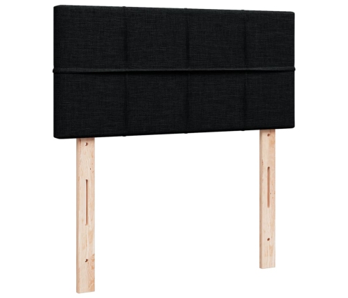 Cama box spring con colchón tela negro 90x190 cm