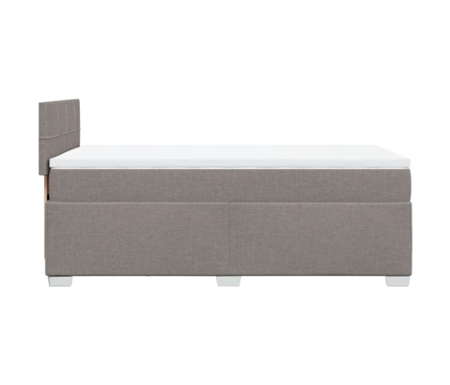 Cama box spring con colchón tela gris taupe 90x190 cm