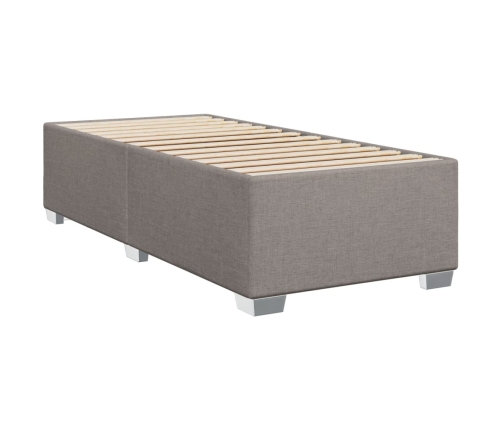 Cama box spring con colchón tela gris taupe 90x190 cm