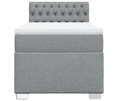 Cama box spring con colchón tela gris claro 90x190 cm