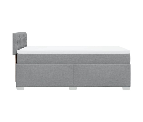 Cama box spring con colchón tela gris claro 90x190 cm