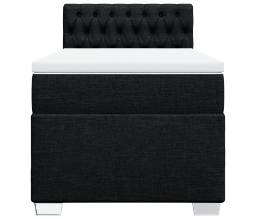 Cama box spring con colchón tela negro 90x190 cm